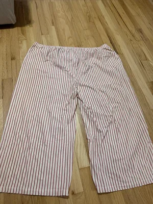 Storq Cotton Tan Red Striped Pull on Wide Leg Pants Sz 3XL thumbnail 6
