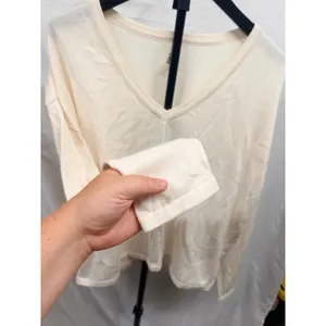 PACT $98 NWOT Women's Organic Cotton Classic Fine Knit Relaxed Cream Sweater L thumbnail 3