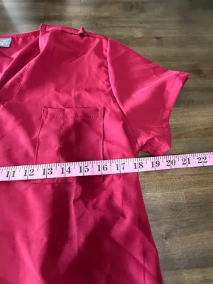 Women's Dark Red Two Piece Scrub Set Size Small #260806 thumbnail 9