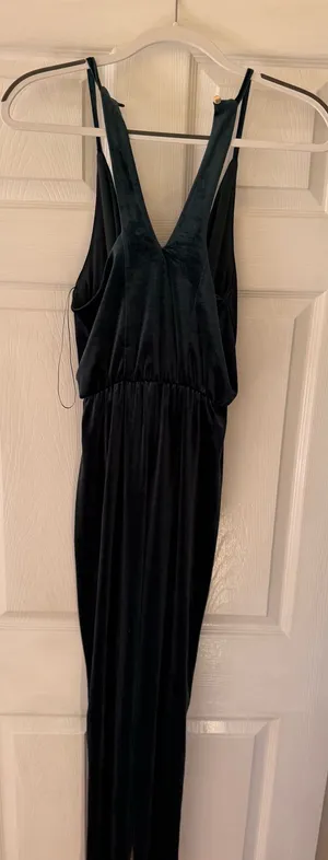 Dark Green Velvet Jumpsuit thumbnail 1