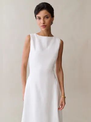 NWT Few Moda Avalon Linen Dress size Large L midi white o.p.t thumbnail 6