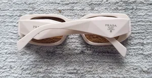 Designer Inspo Cream Geometric Rectangular Sunglasses thumbnail 1