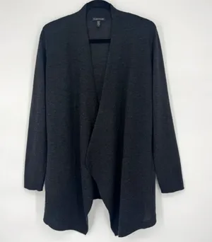 Eileen Fisher Charcoal Italian Merino Wool Open Cardigan SP thumbnail 1
