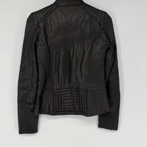 Beach Riot Leather Moto Jacket Adios Bitchachos XS Dolls Kill Gold‎ Zip thumbnail 2