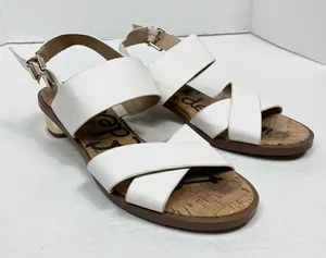 Sam Edelman Teena White Strap Gold Heeled Sandals thumbnail 1