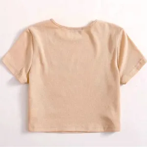 SHEIN Beige “Los Angeles California” Short Sleeve Ribbed Fitted Crop Top thumbnail 3