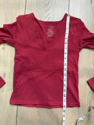 Free People Intimately Women's Long-Sleeve V-Neck Top Burgundy Red Size M / L thumbnail 6