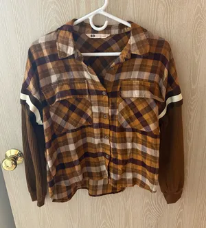 SO flannel knit combo size small NWOT Brown thumbnail 1