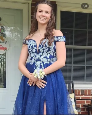 Blue Dillard's Navy Dress Prom Sparkly thumbnail 3