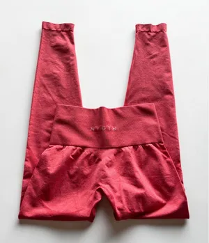 Seamless High‎ Waisted Compression Athletic Leggings Coral Heathered Women XS thumbnail 1