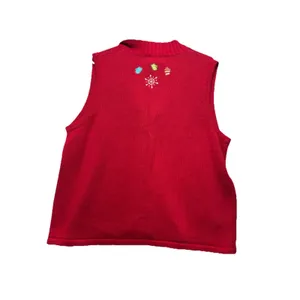 Breckenridge Sleeveless Sweater Vest Full Zip Up Holiday Winter Snowman Red XL thumbnail 4
