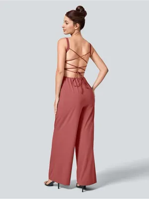 Halara 11HBB.- Breezeful™ Lace Up Pocket Quick Dry Casual Jumpsuit. thumbnail 2