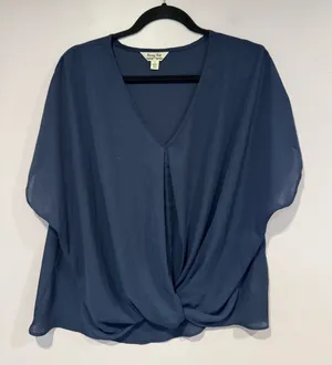 Krazy‎ Kat blue oversized flowy dress shirt thumbnail 1