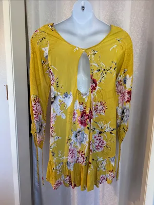 JAASE Yellow Floral Long-Sleeve Ruffle-Hem Dress thumbnail 2