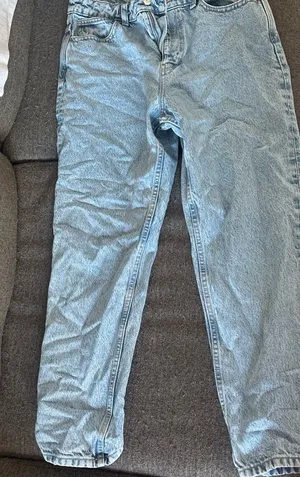 Zara Pale Blue High-Rise Straight Leg Jeans thumbnail 1