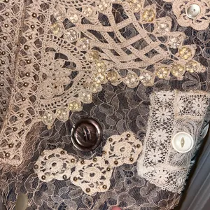 Vintage Silk Vest Lace Embellished Beads Sequin Floral Boho thumbnail 8