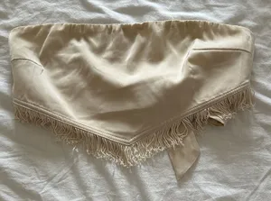 Grey Bandit Stylish Cream Fringe Crop Top thumbnail 1