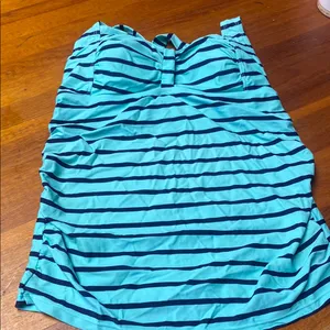 Blue and Black Maternity One Piece Swimsuit with Halter Straps by Beach Bump thumbnail 1