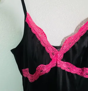 Styles pink & black silky lace cami top thumbnail 3