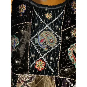 Vintage Velvet Patchwork Embroidered Jacket Black Size M thumbnail 5