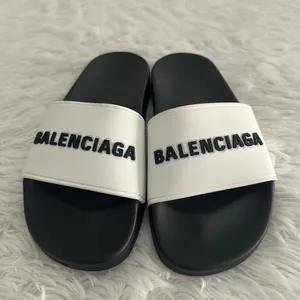 BALENCIAGA Raised Logo Embossed Rubber Pool Sandals‎ Slides Shoes White $395 36 thumbnail 2