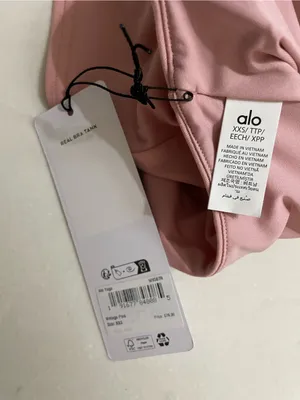 Alo Airbrush Real Bra Tank Racerback Cropped Sports Bra Top Vintage Pink XXS thumbnail 6