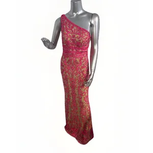 Sherri Hill 54250 One Shoulder Beaded Prom Gown Pink Nude Size 8 Dress thumbnail 4