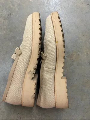 Franco Sarto Canvas Horsebit Lug Sole Loafers Beige Tan Women’s 7.5 thumbnail 5