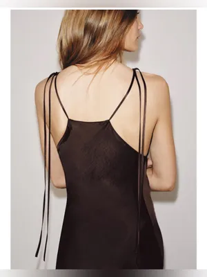 Zara ZW COLLECTION SATIN HALTER DRESS thumbnail 3