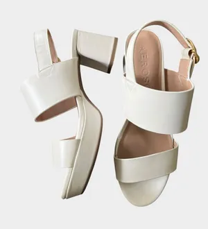 Aerosoles Camera Platform Sandals Size 10 Eggshell Leather Block Heel thumbnail 1