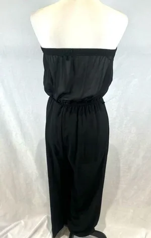 Iris black strapless pleated wide leg jumpsuit size medium thumbnail 4