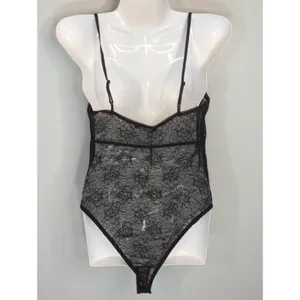 Zara Black Lace Bodysuit Women's Small Sheer Mesh Scoop Neck‎ Shell Chic NWT thumbnail 6
