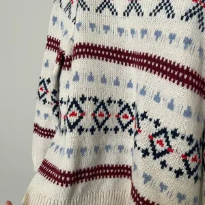 Old Navy Cream and Red Crew Neck Sweater with Nordic Pattern thumbnail 3