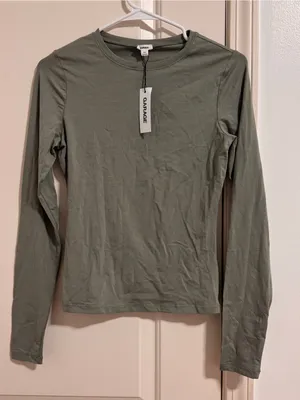 Garage Olive Green Long Sleeve Crewneck Top thumbnail 1