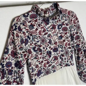 1970s Connie Sage Floral Prairie Empire Waist Maxi Dress Balloon Sleeves XS/S thumbnail 11