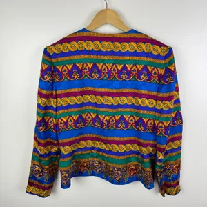 Adrianna Papell VTG 100% Silk Baroque Blazer Jacket Size‎ 8 Colorful Maximalist thumbnail 4