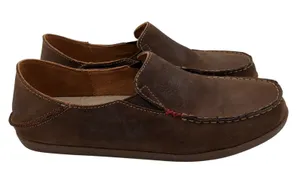 OluKai Nohea Nubuck Dark Java Tan Leather Slip On Loafers Womens 9.5 20174-4834 thumbnail 1