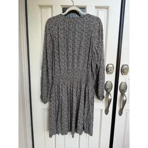 Faherty Womens Floral Print Long Sleeve Smocked Waist V Neck Mini‎ Dress Size XL thumbnail 6