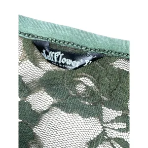 Wallflower Green Knit Top XL NWT Sheer‎ Mesh Back Short Sleeve Special Dye Boho thumbnail 6