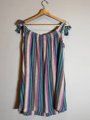 Free People Off the Shoulder Striped Babydoll Mini Dress Womens XS Bohemian NWOT thumbnail 4