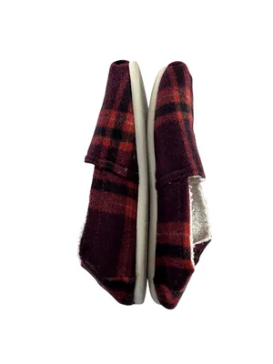 TOMS Burgundy and Red Plaid Slip-On thumbnail 5
