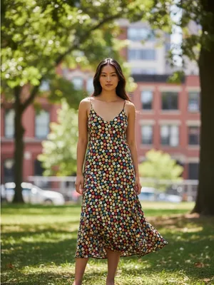 Reformation Floral Slip Dress | Multicolor Daisy Print | Spaghetti Strap thumbnail 2