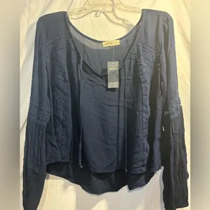 HOLLISTER nwt boho navy peasant blouse MEDIUM thumbnail 1