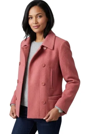 Vintage Harve Benard Dusty Pink Double Breasted Wool Cashmere Pea Coat 10 thumbnail 1