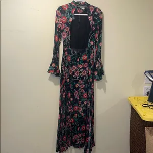 Womens New MISA Los Angeles Floral High Neck Halter Open Back Maxi Dress thumbnail 4