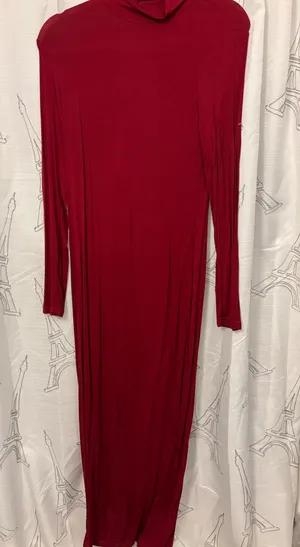 Stretch long casual dress Red Size L thumbnail 1