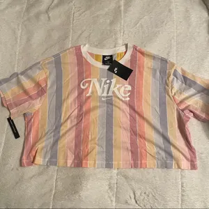 Nike Plus Size Cotton Striped Cropped Tee thumbnail 4