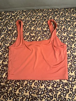 Express Body Contour Tank Top Medium Coral Rust Square Neck Sleeveless thumbnail 2
