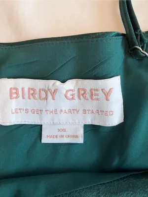 Birdy Grey Satin Formal Gown XXL Emerald Green Elegant Bridesmaid Z3 thumbnail 3