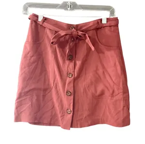 Abercrombie & Fitch Rose Lyocell Button Front Mini Skirt Tie Waist‎ Small Preppy thumbnail 1